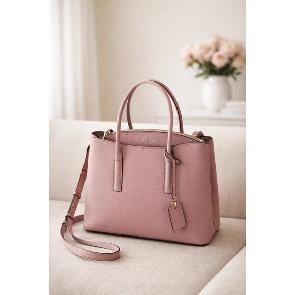 Kate Spade New York Marqaux Leather Satchel Crossbody Mauve Pink NEW - Picture 14 of 14